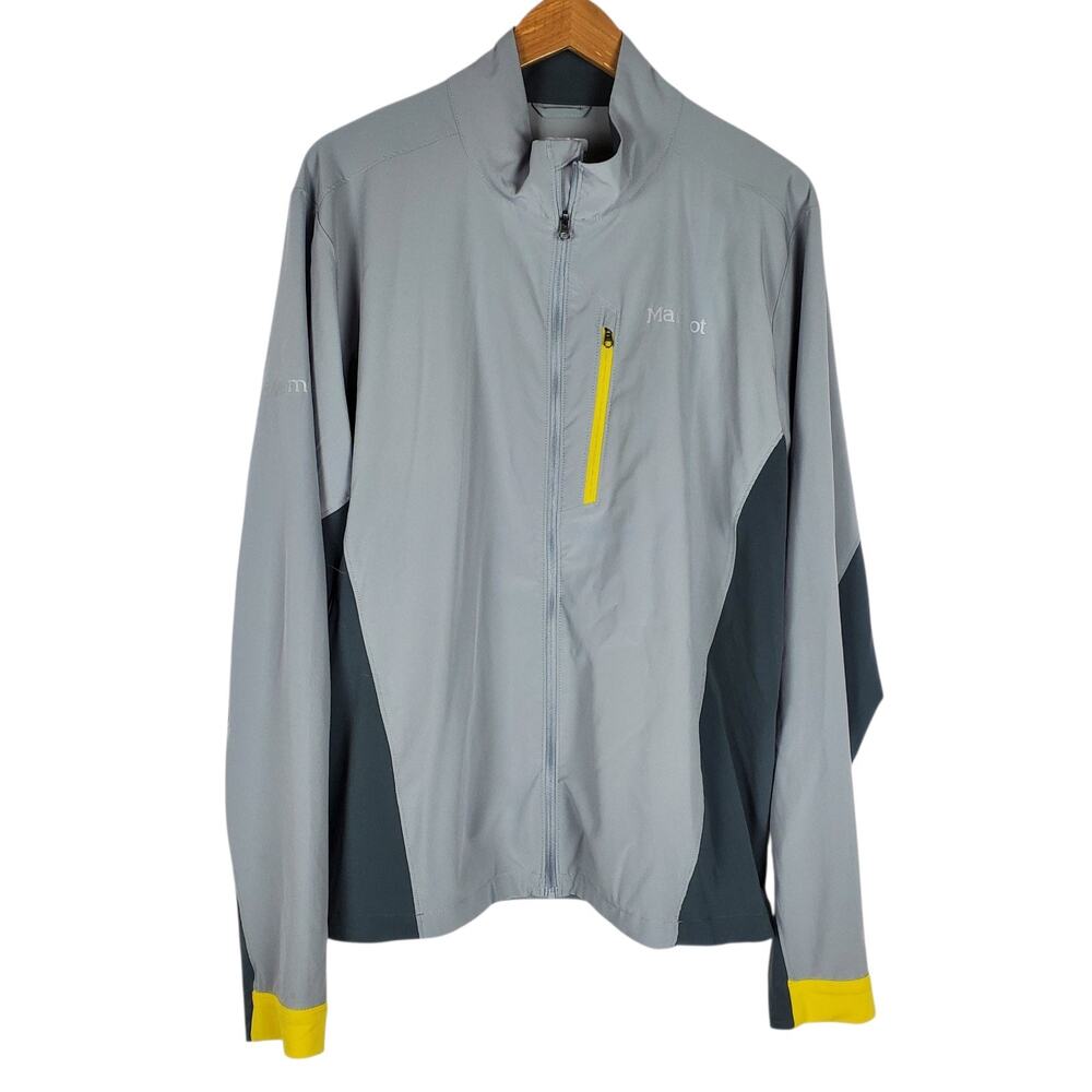 Marmot Stretch Lightweight Jacket Mens L Gray Full Zip Softshell Wind Resistant